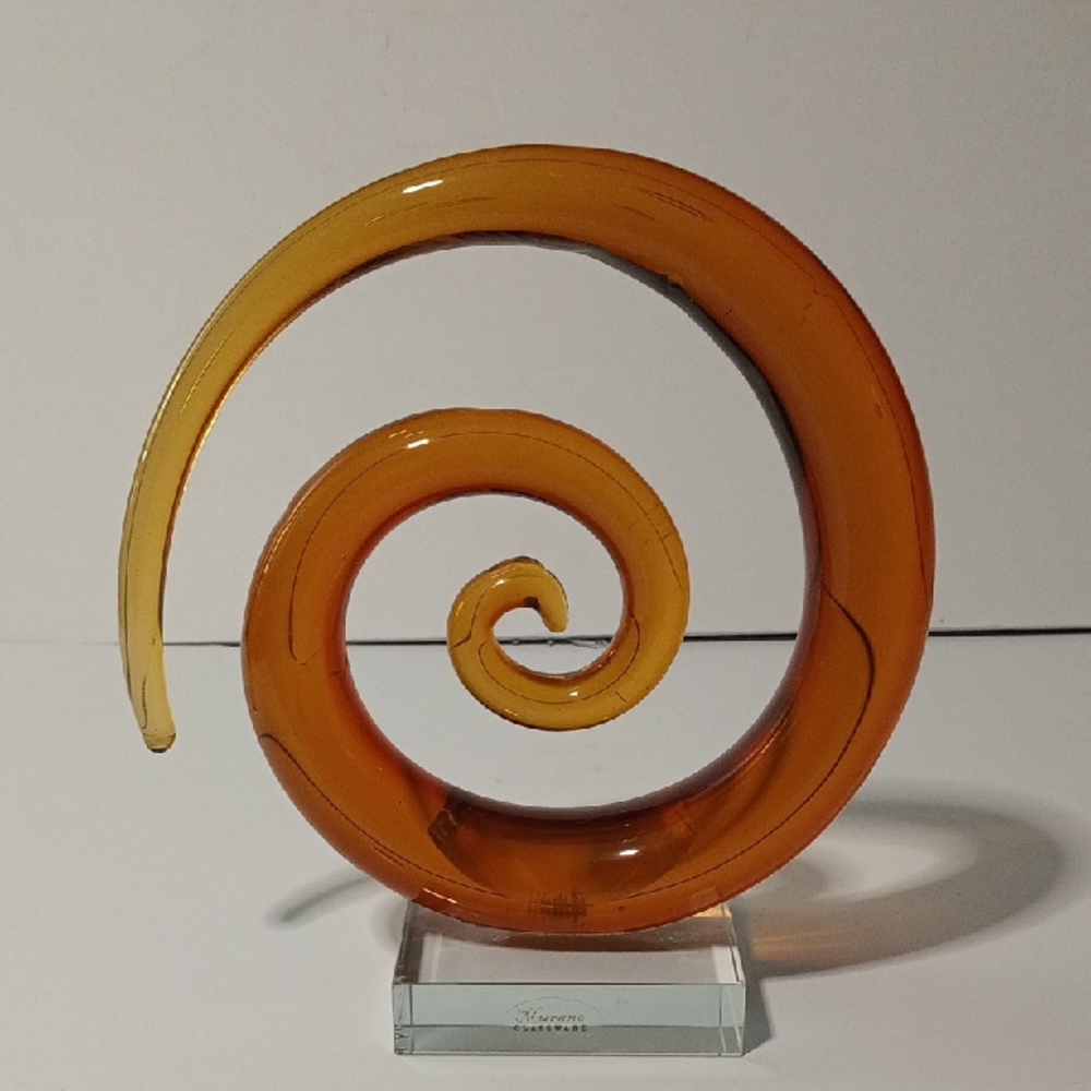 Murano Orange Glass Art Sculpture